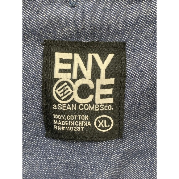 Enyce Button Down Casual Shirt Men XL Blue Plaid Accent Flap Pockets 100% Cotton - Picture 2 of 16